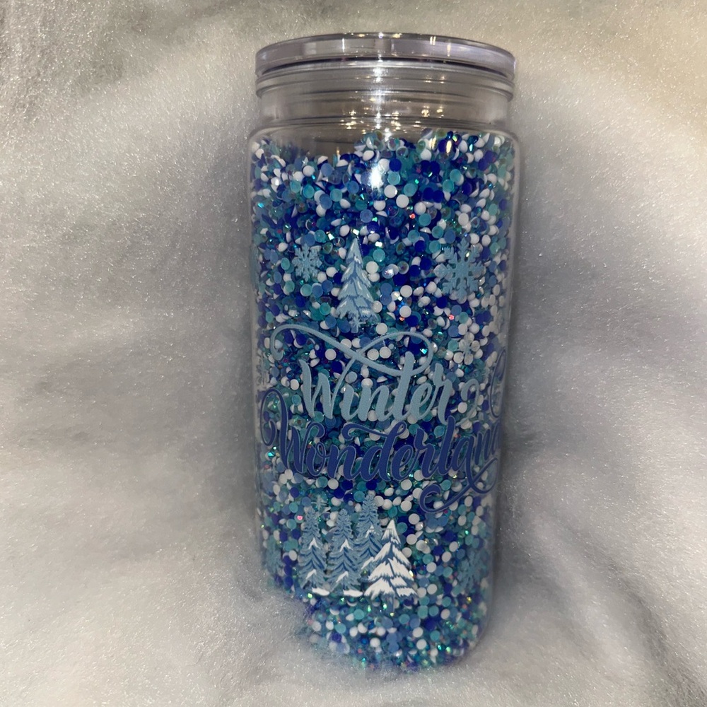 Winter Wonderland Blue and White Snowglobe Tumbler
